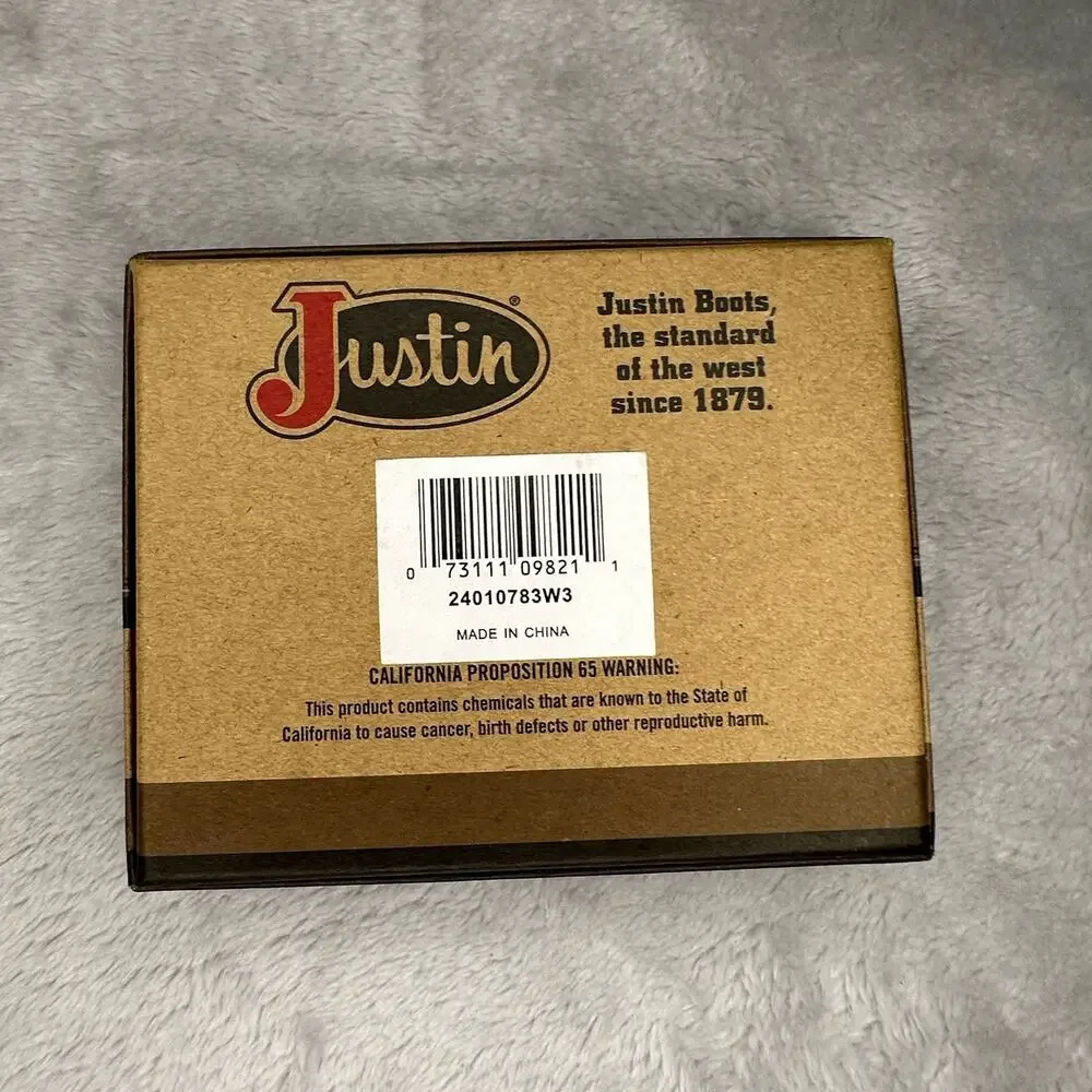 Justin RFID Front Pocket Wallet Brown Genuine Leather Suede Western Boot Stitch